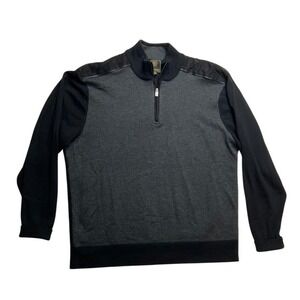 F/X Fusion Mens Black Gray Herringbone 1/4 Zip Sweater‎ Pullover XXL